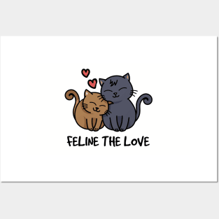 Feline The Love! Cute Kawaii Cats Valentines Day T-Shirt for Cat Lovers Posters and Art